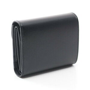 Celine Triomphe Wallet fold Leather Black Flap Tri